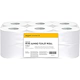 AmazonCommercial rotolo di carta igienica Mini Jumbo, Senza profumo, Due veli, Confezione da 12