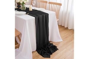 CHUQING Camino de Mesa Negro de Tela de Gasa - Mantel 3 m, 70 x 300 cm