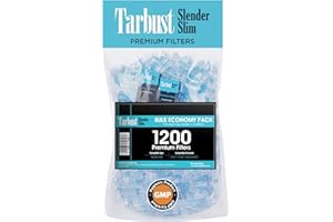 Bocchino per Tabacco Tarbust, Filtri per Tabacco, Filtri per Sigarette, 7 mm Plastica Microbocchino per Tabacco, Bocchini Confezione da 1200 Pezzi, Filtro per Sigaretta Slender