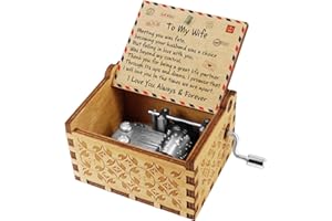 Kenon Engraved Envelope Vintage Music Box - Your are My Sunshine Music - Personalizable Christams Birthdays Gift for Wife (To My Wife)