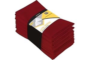 Utopia Kitchen Tovaglioli Stoffa [Confezione da 12, Rosso] 46x46 cm in Misto Cotone Lavabile e Riutilizzabile per Hotel, Pranzi, Ristoranti, Matrimoni, Eventi e Feste