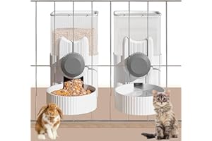kathson Rabbit Gravity Auto Feeder Set 35oz Hanging Automatic Food Water Dispenser Cage Automatic Feeder Set für Kaninchen Chinchilla Meerschweinchen Igel Frettchen Kitty Puppy（graue）