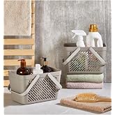 Mithra Life 2 Adet Taşınabilir &Ccedil;ok Ama&ccedil;lı Banyo Mutfak &Ccedil;ekmece İ&ccedil;i Organizer D&uuml;zenleyici Gri Kulplu Sepet Plastik MIT1151
