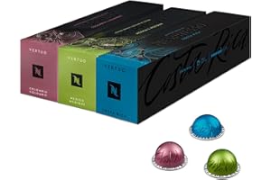 Nespresso Vertuo Coffee Pods, 30 Mixed Pack Master Origins - 10 x Mexico, 10 X Colombia, 10 X Costa Rica. Make Espressos, Cappuccino, Lattes and Iced Coffee at home. Recyclable Pods