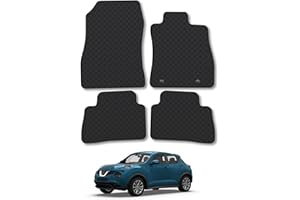 CAR MAT CO Nissan Juke (2010-2019) Rubber Car Mats Accessories Tailored Fit Compatible Accessory Waterproof Protection Non-Slip Floor Mats Full Coverage Durable Front Rear Set Coverage with Clips
