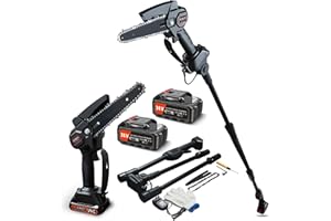 WRNEAOCH 【2 En 1】 Scie D'éLagage Sans Fil Et TronçOnneuse 24 V, Course Maximale 1,85 M, Mini TronçOnneuse Sur Batterie TéLescopique Sans Fil Pour Couper Les Branches D'éLagage Du Bois Outillage De Jardin Motor