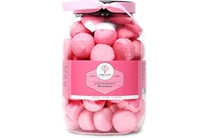 Strawberry Flavoured Pink Marshmallow Balls in a Pink Ribbon Gift Jar, 600 g By Mallow Tree, Luxury Sweet Gift Ideas, Soft & Fluffy Marshmallow Ribbon Gift Jar
