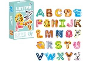 JANFEEL Magnetic Letters,Alphabet Magnets for Fridge,Large Size Letter,Numbers,Animals Transportation Refrigerator Magnets for Kids Fun Early Education Cognition Toys for Home and School (Letter in Uppercase)