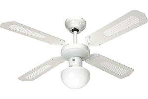 Farelek Bali Ventilateur de plafond, 107 cm, blanc