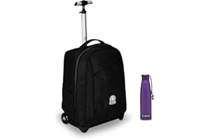 Invicta Trolley Scuola Benin Solid, Nero, 2 in 1, Con Spallacci Uso Zaino, Tasca porta Borraccia e Porta Laptop, Scuola & Viaggio, Ragazzi Borraccia, Viola, Borraccia Ter