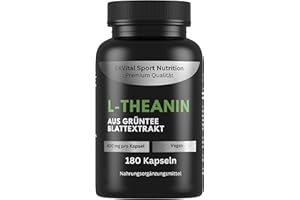 ‎EXVITAL EXVital® L-Theanin, 180 vegane Kapseln, 400 mg L-Theanin pro Kapsel, aus Grüntee Blattextrakt, L-Theanine Aminosäure, vegan & ohne Zusätze, laborgeprüft