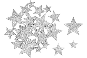‎OBLIQUE UNIQUE Oblique Unique® Holz Sterne Streudeko verschiedene Größen funkelnde Sterne Tisch Deko Weihnachten Jubiläum Hochzeit Geburtstag Party (Holz Sterne Set 5 Eckig - Silber)