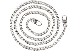 ‎GGISUI GGISUI Taschenkette 120cm Flache Kette Metall Trageriemen Handtasche Silber Kette für Tasche Ersatz Schulterriemen Kette ür Handtasche Geldbörse Clutch Abendtasche