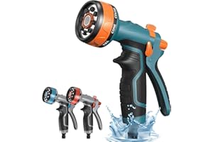 YMTEEDIO Hose Pipe Spray Gun, Garden Hose Spray Gun, Hose Spray Gun, Garden Hose Nozzles & Spray Guns, Hose Gun for Garden Hose, Garden Hose Gun with 8 Spray Patterns & Flow Control (Blue & Orange)