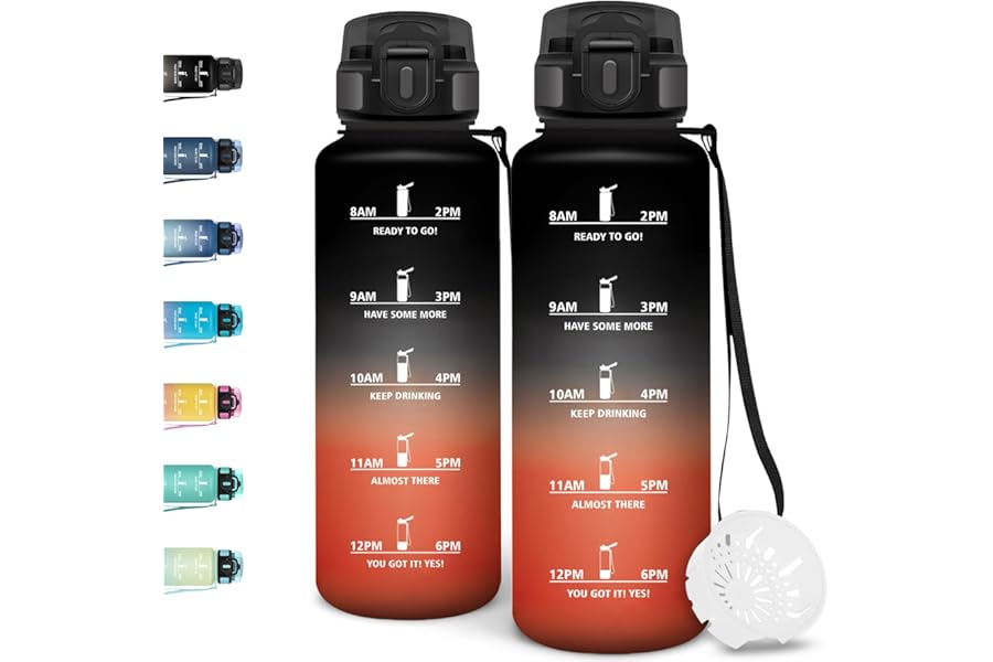 Motswedi 1.5L Water Bottle, Reusable Water Bottle, Gym Water Bottle, Leak-Proof, Easy to Carry Water Bottles, for Sports, Cycling, Gym, Office, Running, Black & Red