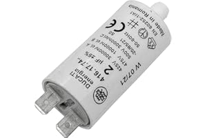 Lumonic Condensateur de démarrage 416.17.27 B [incl. fiche 6,3x0,8mm] | Condensateur moteur 2µF 450V 25x49mm I Condensateur dans boîtier plastique iso