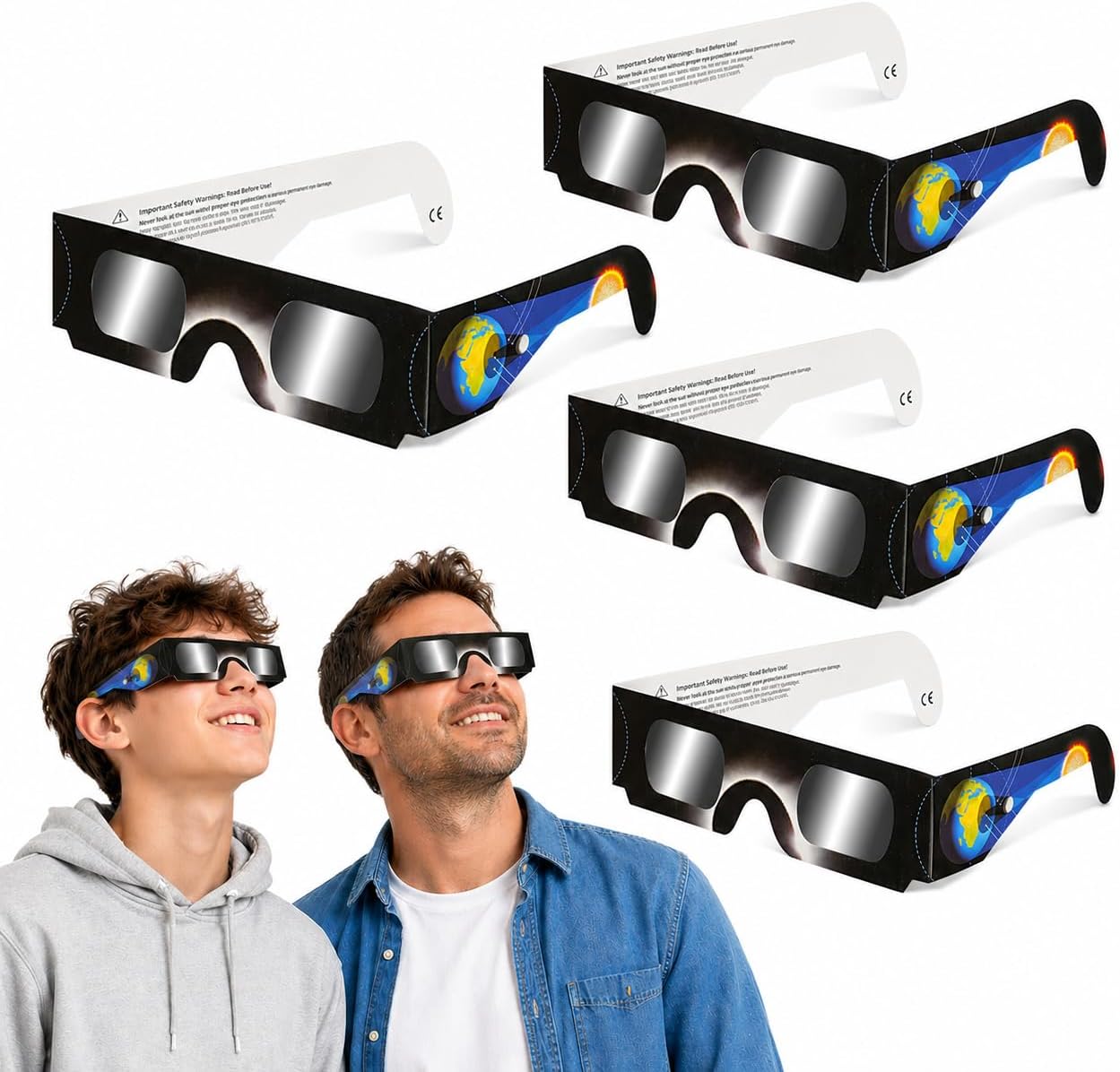 QIWEI gafas eclipse solar homologadas QW-SOZ4，Certificadas EN ISO 12312-2, Visores Solares Seguros para Observación Directa del Sol, Filtros de Alta Definición