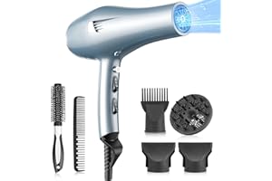 FASZINCARE Asciugacapelli Professionale Ionico, Diffusore e Pettine Concentratore - 2 Velocità e 3 Impostazioni di Calore, Phon Capelli Ideale per Famiglia e Salone di Bellezza