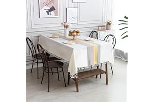SUNBEAUTY Nappe Rectangulaire Tissu 140x240 Nappe Elegante Anti Tache Table Cloth Linen Tablecloth Rectangle pour Maison Salle à Manger Table de Cuisine Decoration
