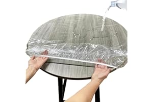 Sporgo Mantel transparente redondo: impermeable y transparente, mantel redondo de jardín con elástico, PVC para exteriores, protector de mesa redondo elástico de 120 – 140 cm