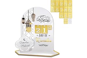 ZTBFHLZQ Ramadan Mubarak Adventskalender,Ramadan Kalender, Eid Mubarak Dekoration DIY Ramadan Dekoration,Ramadan Adventskalender,Acryl Eid Mubarak Countdown,Ramadan Geschenke für Haus Büro Tischdekorationen