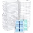 Jucoan 100 Pack Plastic Wax Melt Clamshell Mold, 6 Cavity Square Clear Wax Molds for DIY Wax Melt Candle Soap Craft Gift Home Decor