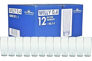 VAN WELL Set di 12 bicchieri da birra Willi 0,4 l, graduati