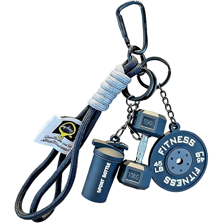 Halter sleutelhanger, zinklegering halter hanger met halterschijf Kettlebell - Fitness Trainer sleutelhanger voor fitnessliefhebbers, vrouwen mannen, A, Refer to description