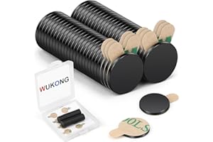 Wukong 50 Pack Self Adhesive Magnets, 10×2mm Round Sticky Magnets, Thin for Crafts, DIY, Kitchen and Home (Black, 10×1mm)