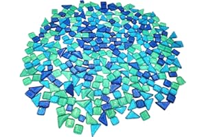 BTMIEY 500 g zufällige unregelmäßige Glitzer-glänzende Glasmosaikfliesen zum Basteln, Großpackung, Glasmosaik-Stück-Set für Tassen, Bilderrahmen, Heimdekoration, DIY-Kunstprojekte (Mix Blue)
