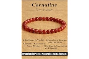 Landorilo Bracelet en Pierres Naturelles 6 mm pour Femme et Homme, Bracelets en Perles Élastiques de Cristal Thérapeutique, Cadeaux de Bijoux pour Noël, Anniversaires et Autres Occasions Spéciales