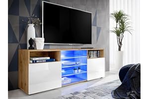 Komodee, Szafka RTV Urbino, Wotan/Biały, Szerokość 140cm x Wysokość 53cm x Głębokość 35cm, Bez Oświetlenia LED, Do Salonu, Sypialni