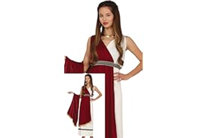 FIESTAS GUIRCA | Costume Romana Teen (14-16 Anni) - Cappa, Cintura e Tunica - Costumi da Romani e Greci per Halloween, Carnevale e Feste in Maschera - Ideale per Adolescenti - Rosso e Nero