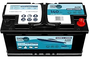 ENERGYTANK Energy Tank Batteria AGM Solare 12V 140Ah a Scarica Lenta – Sigillata, Senza Manutenzione – per Barca, Motore Elettrico Fuoribordo e Impianti Fotovoltaico