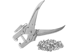 Kurtzy Set de Alicates Perforadores para Ojales - con 100 Ojetes Metalicos de 7,2 mm - Remachadora de 16 cm para Tela Lonas Toldos Cuero Textil Zapatos Bolsos y Manualidades