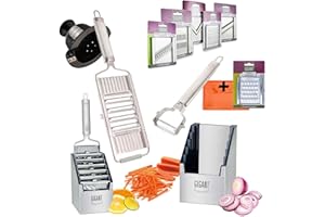 4-fach Gemüse-Hobel Gigant Multi-Schneider Muxels Super Mega-Set mit gleich 6weiteren Einsätzen in Edelstahl in der praktischen Multi-Box + Multischäler