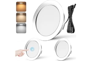 Dimbar LED-spotlight, 3 W, LED-spotlight, 12 V, extra platt, varmvit, 3 000 K, neutral vit, 4 000 K, kall vit, 6 000K, touch-justering, infälld spotlight med 2 m kabel, set om 3, krom