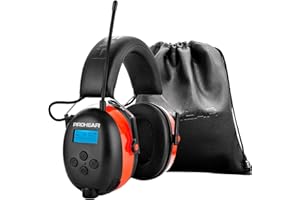PROHEAR 033A Paraorecchie Ricaricabili con Radio DAB +/Bluetooth/FM, Paraorecchie con radio con microfono incorporato e riduzione del rumore, SNR 31dB per falciatura e officina- Gel Arancione