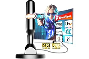 BSPHEREX Indoor TV Aerial for Freeview – 360° Long-Range Digital HDTV Aerial with Magnetic Base, 4K/1080p HD Support, Strong UHF/VHF Reception, 16.5ft Coaxial Cable, Easy Setup for Smart & Older TVs