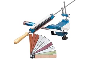 CWOVRS Affilatrice Coltello, Affilatrice Professionale con Disegno a Morsetto Rapido, Sistema di Affilatura Coltello ad Angolo Fisso con Sistema di Tenuta Abrasivo per Lucidatura, 9 Pietre