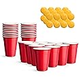 KEPLIN Cup Toss Game - Reusable Plastic Cups and Balls Set - Versatile and Durable, Easy to Clean and Portable Tabletop Kit for Parties, Birthdays and Gatherings - Perfect for Indoor and Outdoor