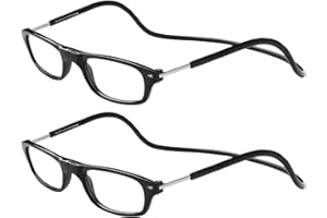 TBOC Pack: Lunettes de Lecture – (Deux Unités) Dioptrie +2.50 Monture Noir Femme Homme Aimant Fermeture Pliable Régable Magnetique