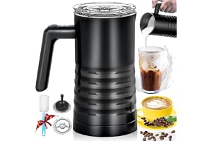 YESLUSY 4-i-1 elektrisk mjölkskummare, 580 ml mjölk frother rostfritt stål, varm- och kallmjölkskum och mjölkvärmare för varm