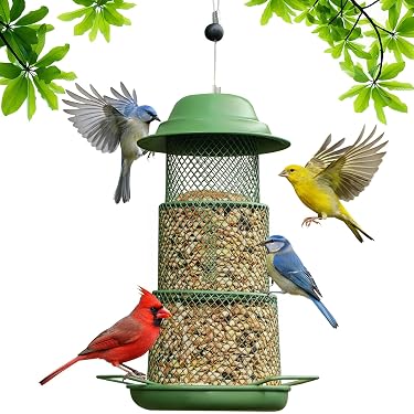 2 Mangeoires à Oiseaux Suspendues En Métal Doré - Pour Blocs De Graisse, Fruits, Graines, Décoratif Jardin