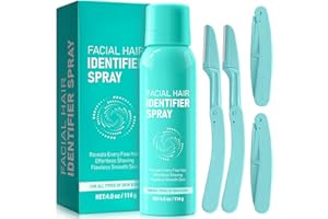 IZBEAUVO Hair Removal Spray, Skin Body Hair Identifier Spray For Face Shaving Dermaplaning, Hair Identification Kit With 4 Pcs Razors for Facial Hair Removal, Fuzz Off Facial Hair Remover for Women & Man