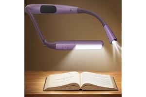 Glocusent Halslampa för Läsning, 100h Långvarig Uppladdningsbar Boklampa för Läsning i Sängen, 5 Färger & Steglös Dimning, Perfekta Presenter för Läsning, Stickning, Camping, Reparationer（Lila）
