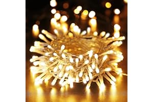 Guirlande Lumineuse 10M 100 LED BrizLabs Lumières de Noël Intérieur, 8 Modes Etanche avec Minuterie Fairy Lights Batterie pour Décoration Maison, Fête, Noël, Mariage, Câble Transparent, Blanc Chaud
