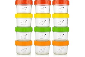 Budding Bear Bebismatlådor i Glad 120ml - Diskmaskin-, Frys- & Mikrovågugnssäker (Utan Lock)(12 Pack) - Fri Från BPA, Ftalater, Bly & PVC – Återanvändbara Bebismatlådor