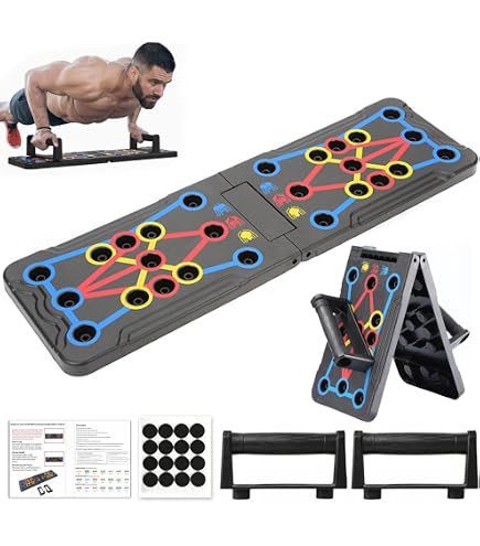 Tavola Per Piegamenti Pieghevole Con 2 Corde Di Trazione - Attrezzo Per Flessioni, Allenamento Petto, Spalle E Tricipiti, Sistema A Codici Colore
