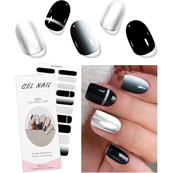 JMEOWIO UV Gel Nagelaufkleber – French Tip Mit Herz, 20 Stück Set